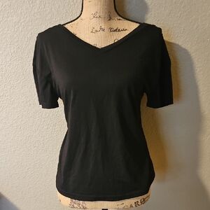 SHEIN Black Fitted Scoop Neck Short Sleeve Tee